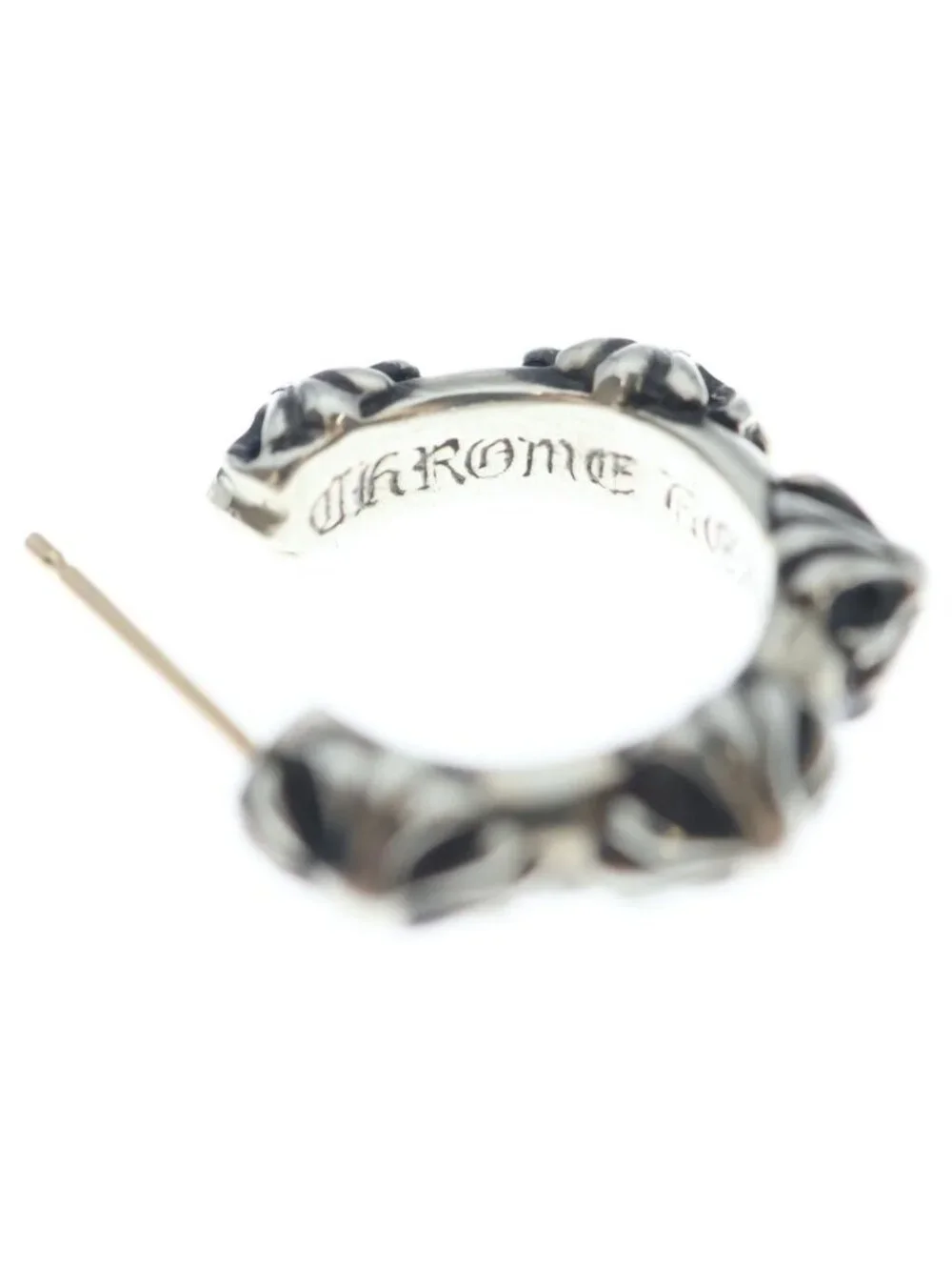Chrome Hearts Hoop Cross Band Earrings Silver